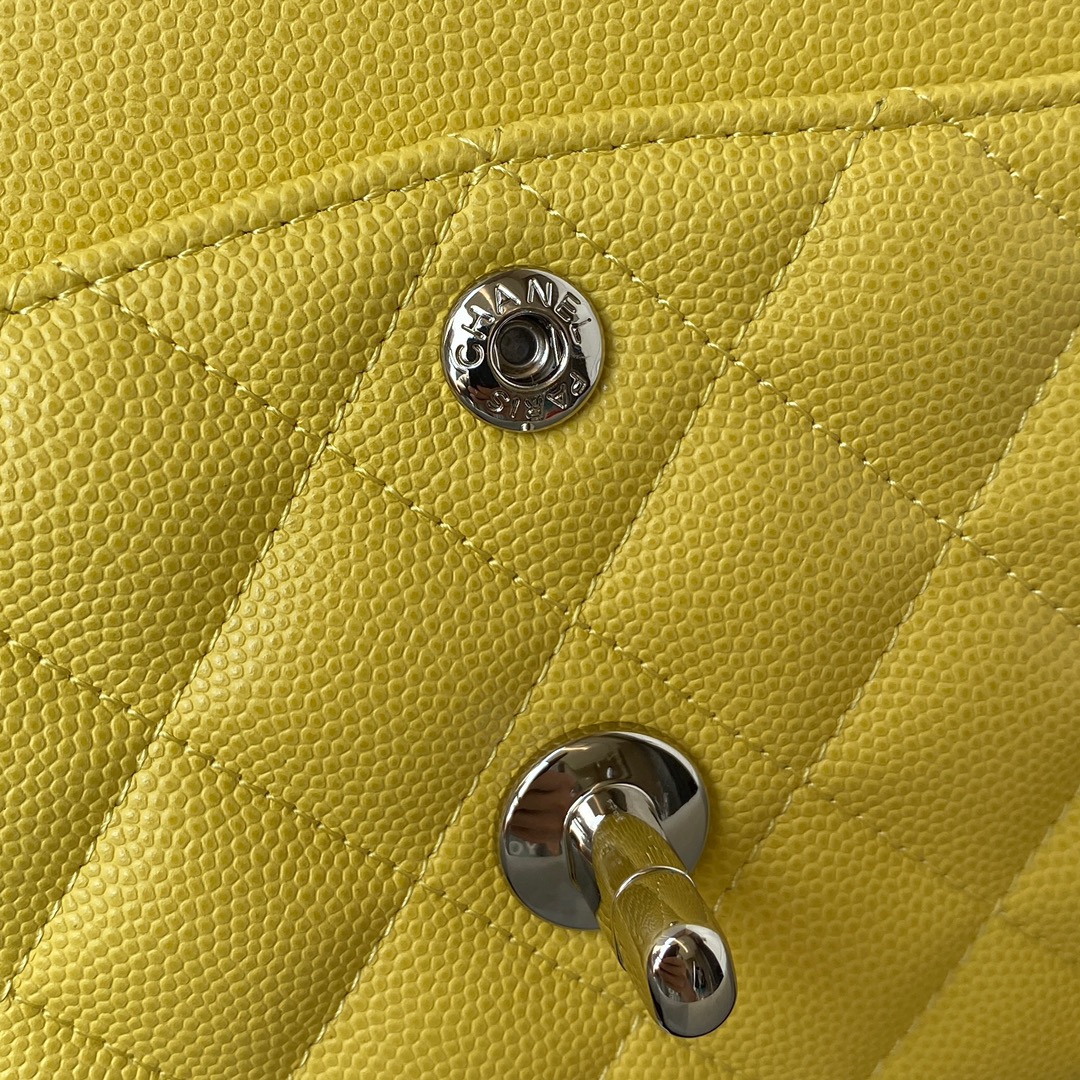 Classic Flap Caviar Bag A01113 Yellow/Silver